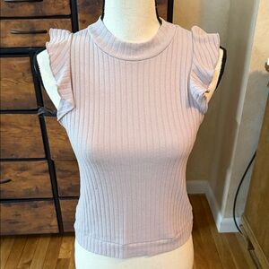 Lavender Field Ruffled Ribbed Tank Top - Light Purple